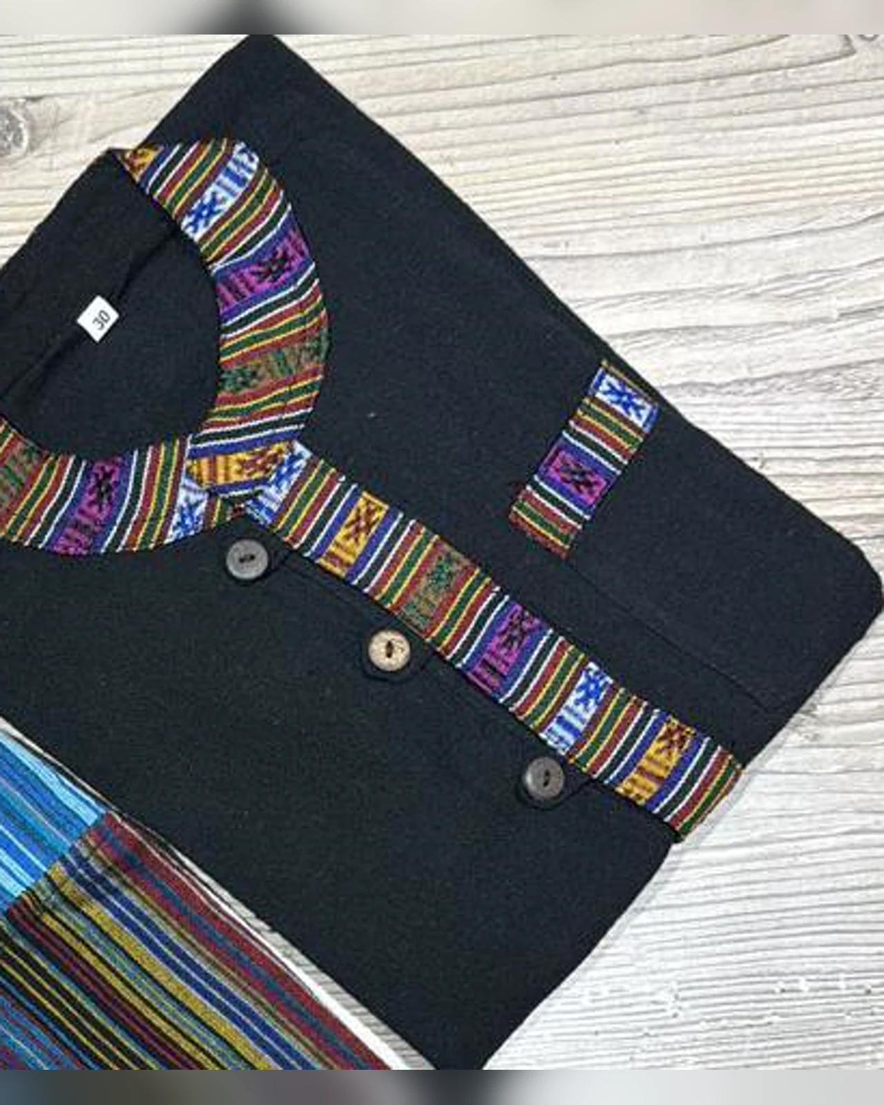 Dhaka-Placket Kurtha — Black — view 3