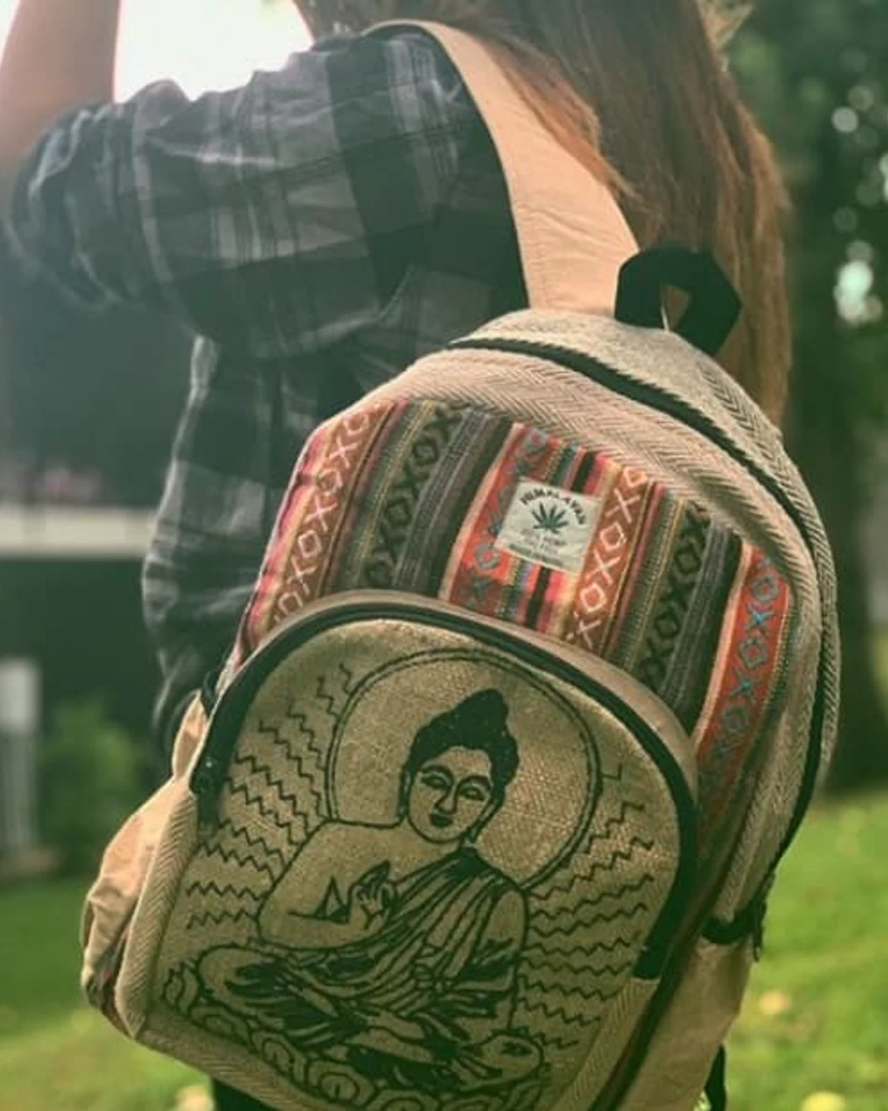 Hemp Buddha Print Backpack