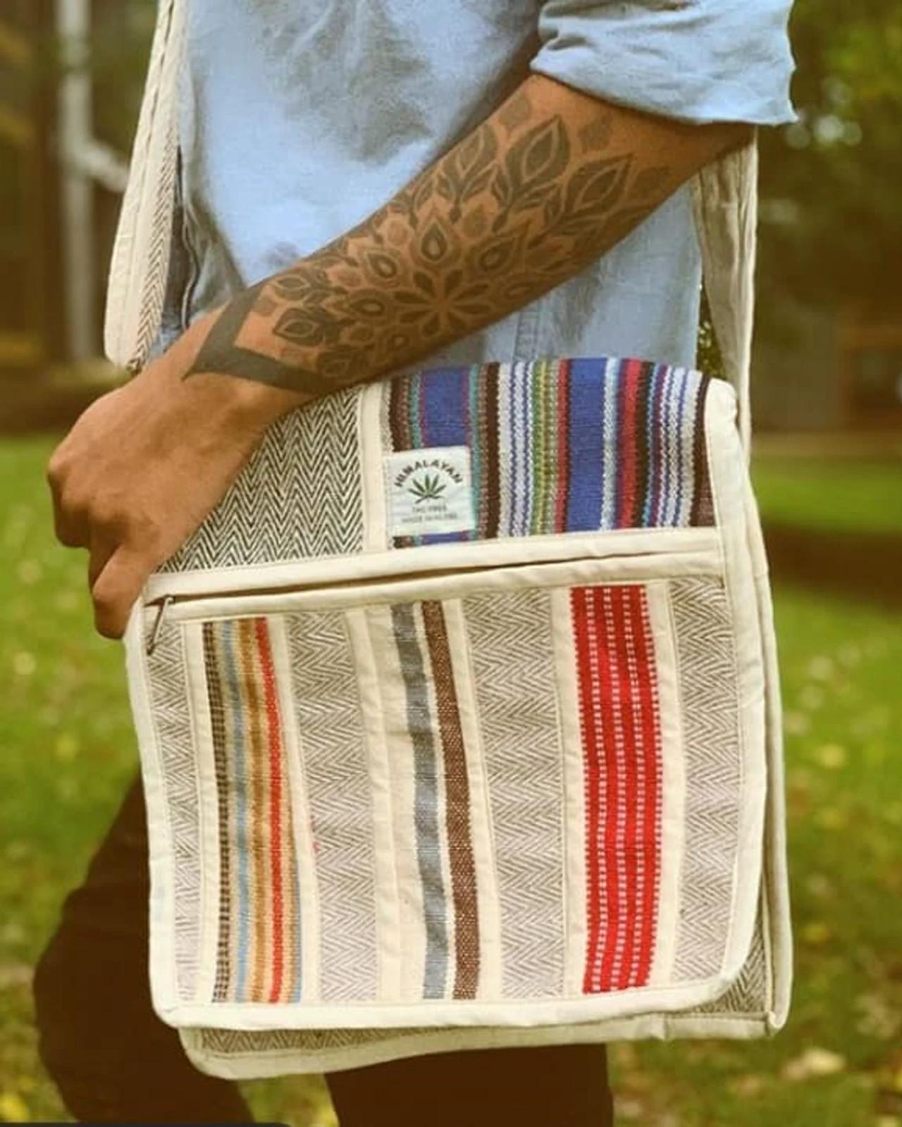Hemp Gheri Stripe Messenger Bag