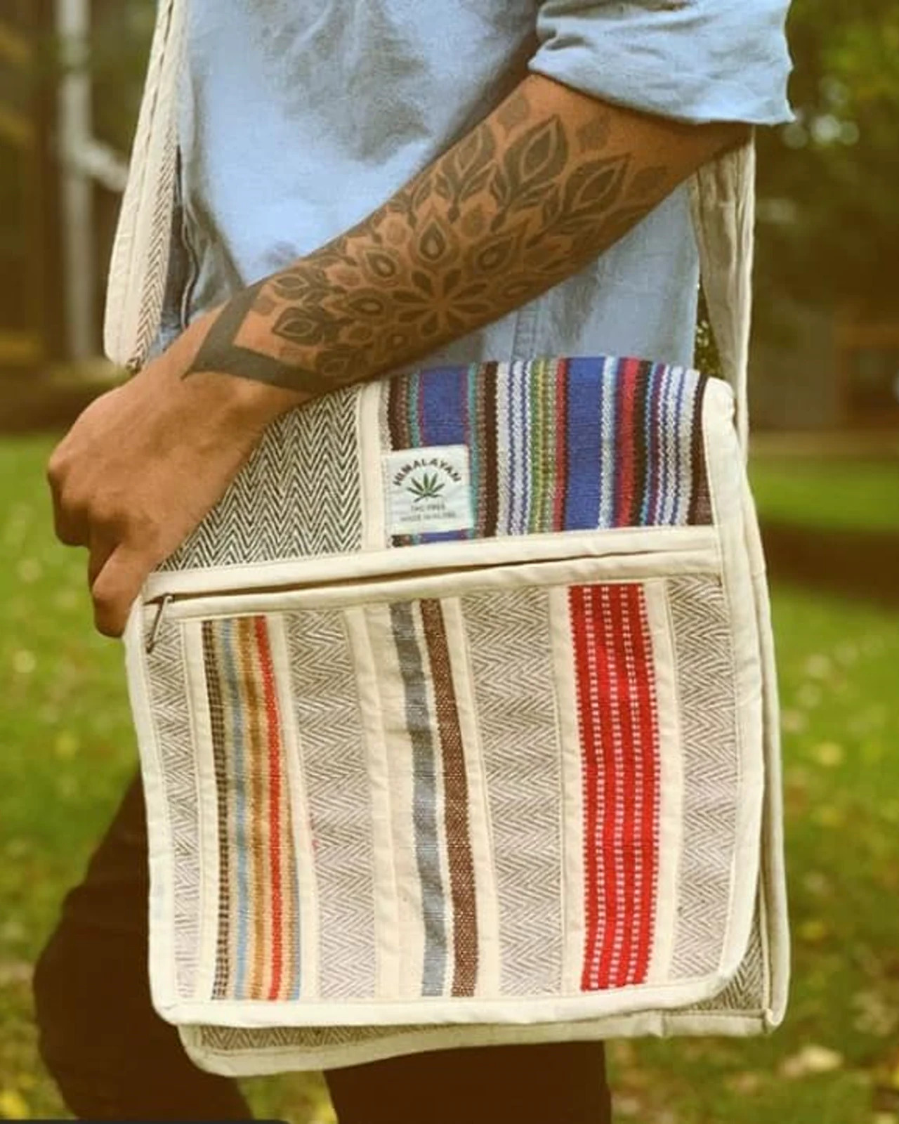 Hemp Gheri Stripe Messenger Bag