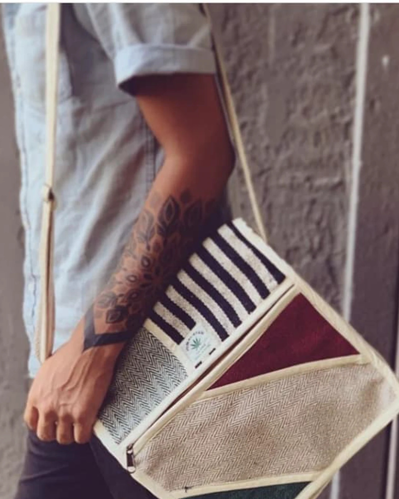 Hemp Patchwork Crossbody Satchel