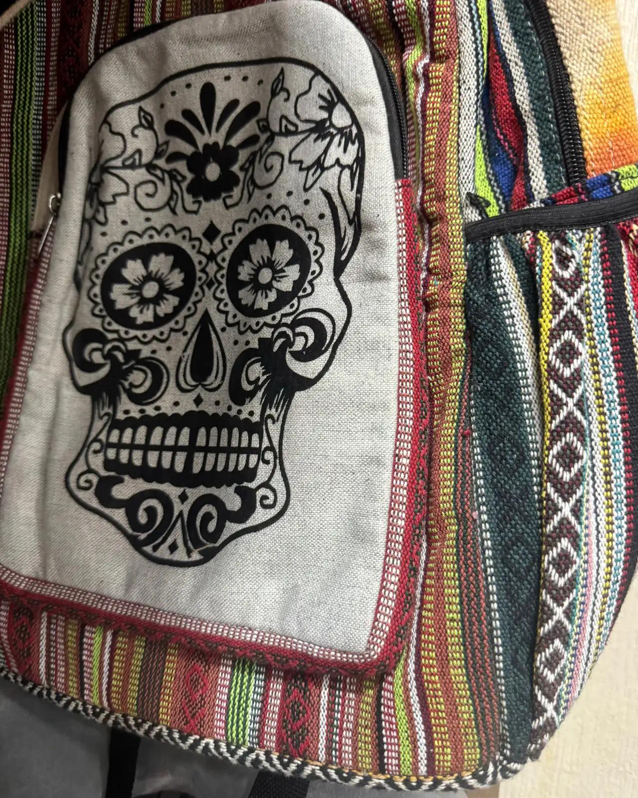 Hemp Rosette Backpack — Sugar Skull — view 3