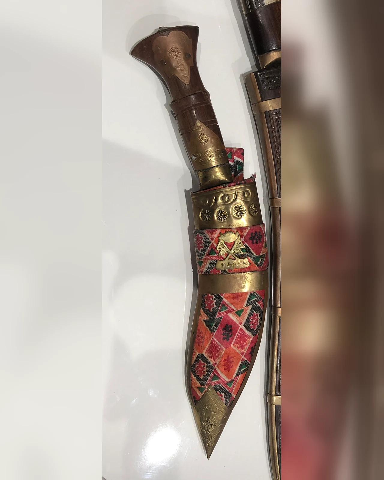 Khukuri — Dhaka Cloth & Brass Sheath — view 3