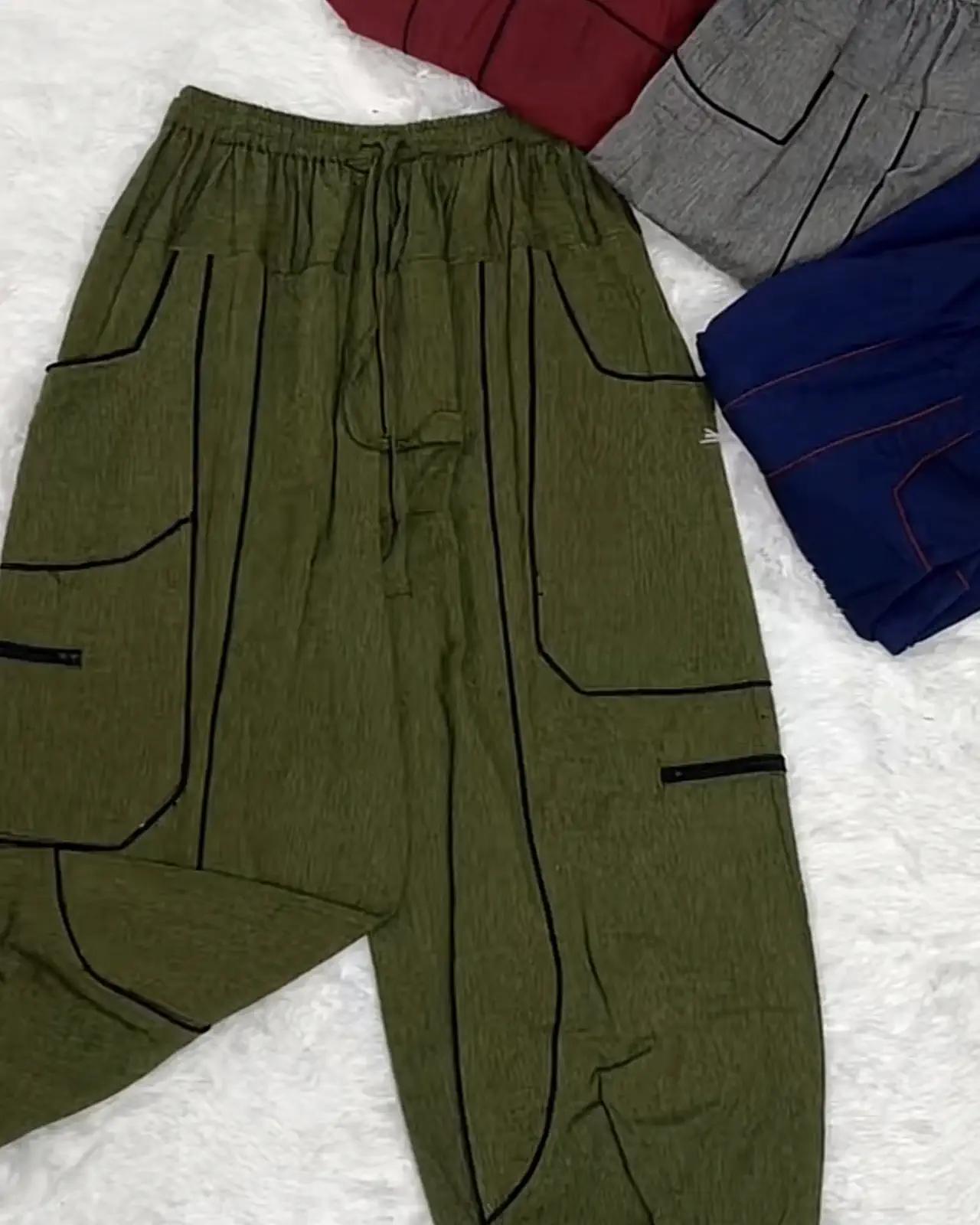 Piped Cargo Harem Trousers — view 4
