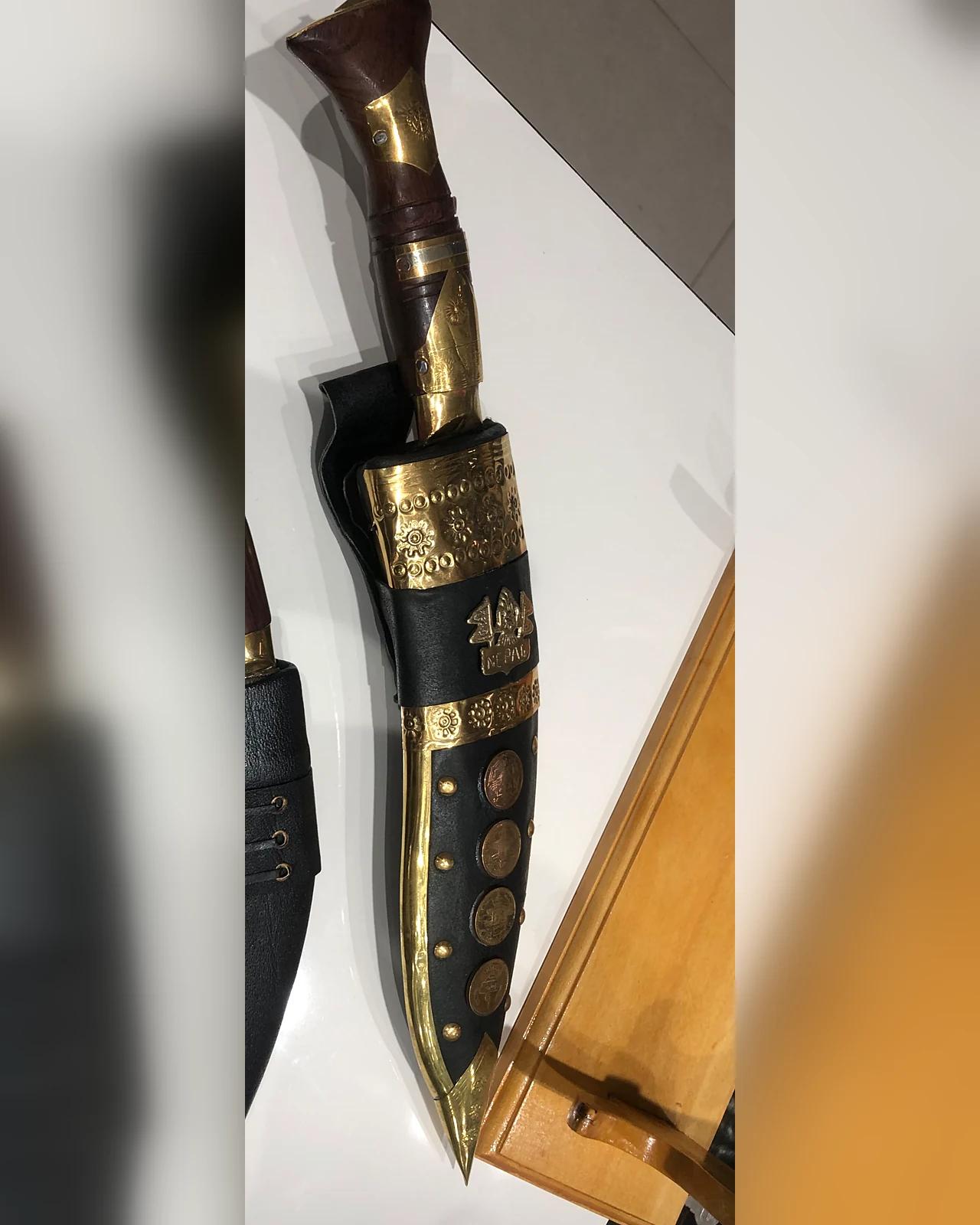 Regimental Khukuri — Brass & Coin Sheath — view 3