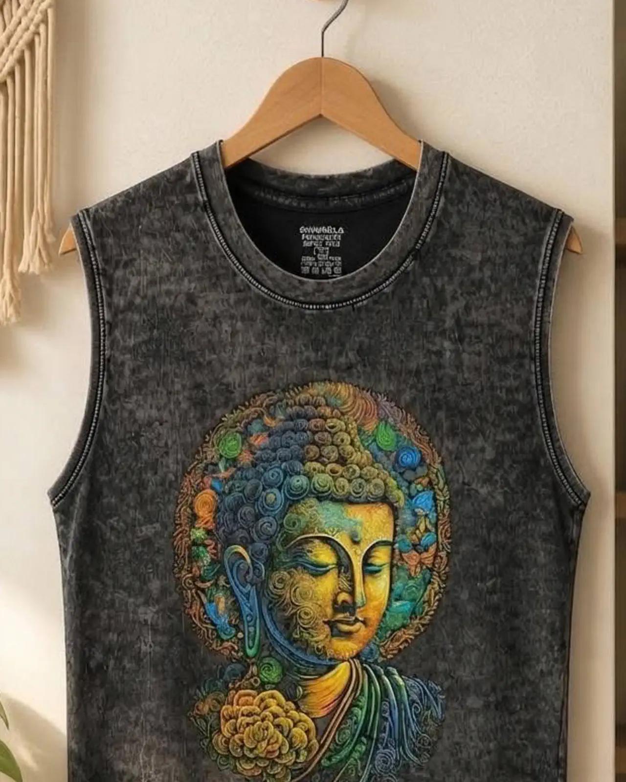 Buddha Portrait Vest — Charcoal — view 3
