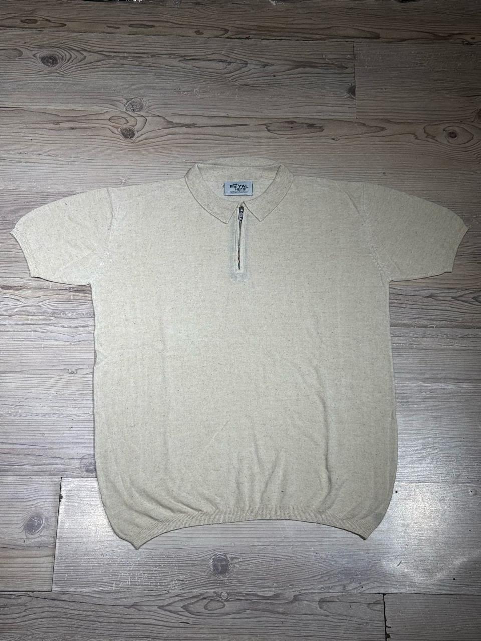 Handloom Sweatshirt Hemp Knit Zip Polo — Natural