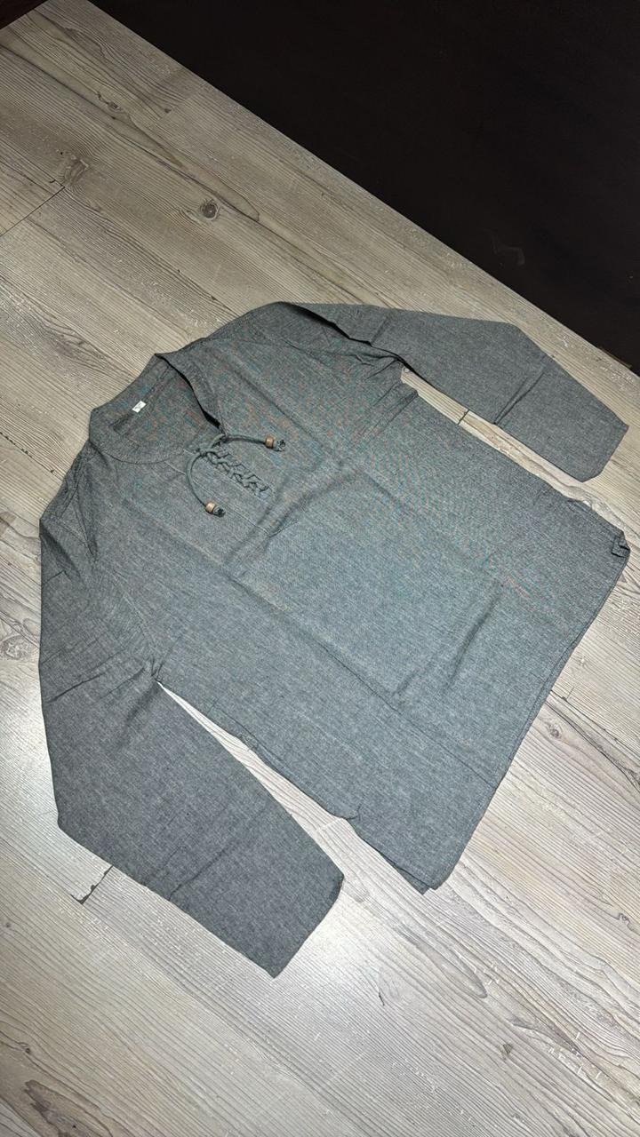 Cotton Dori Kurtha — Grey