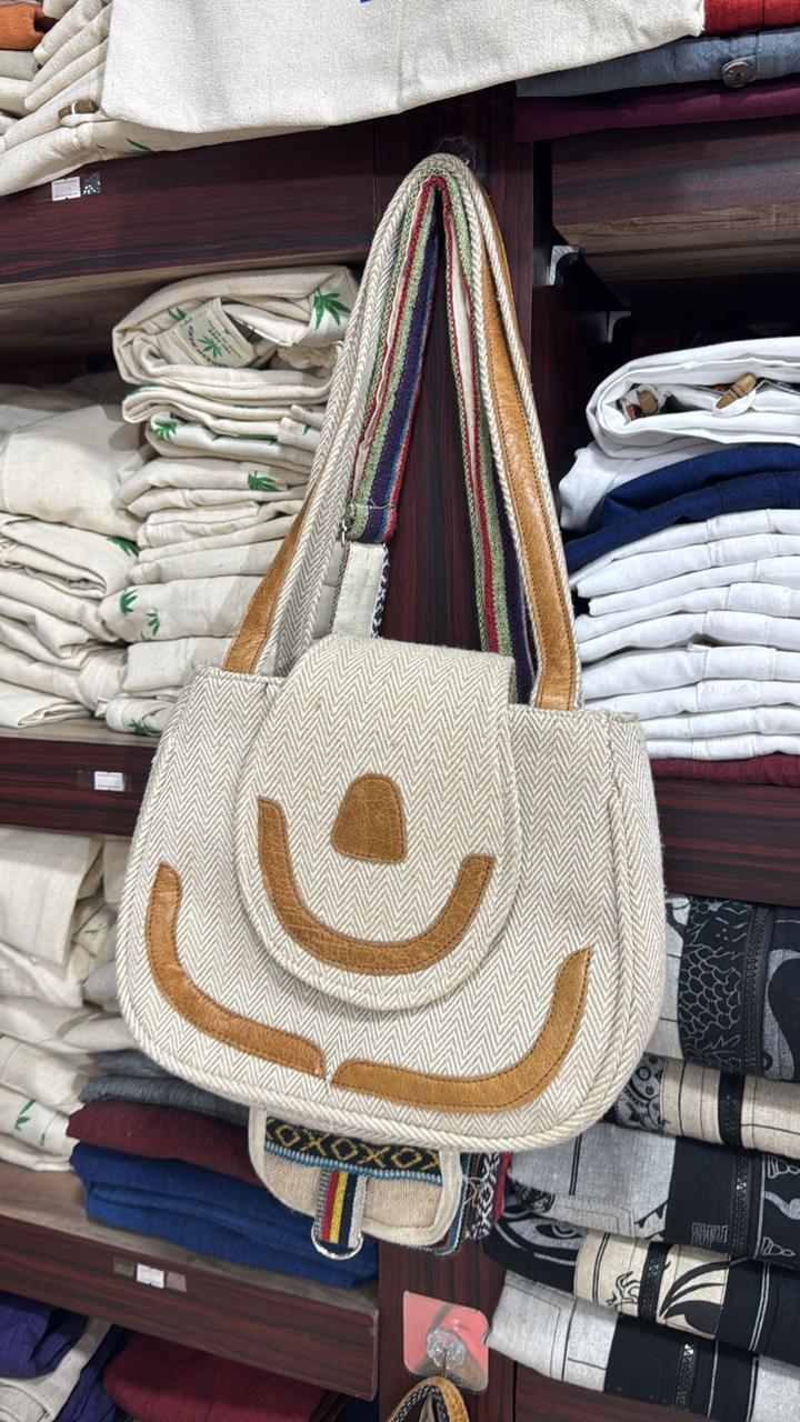 Hemp & Leather Shoulder Bag — Natural